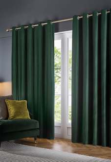 Corinthian Eyelet, Forest - Ready Made Curtains